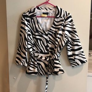 Zebra print blazer with belt